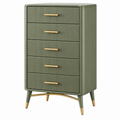 Cassettiera 80 x 40 x 120 cm verde in legno con 5 cassetti stile moderno