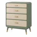 Cassettiera 80 x 40 x 100 cm verde salvia e beige a 4 cassetti con struttura in legno