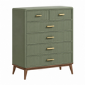 Cassettiera 90 x 45 x 120 cm verde in legno con 6 cassetti stile moderno