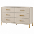 Cassettiera 140 x 45 x 85 cm in legno beige con 6 cassetti stile moderno