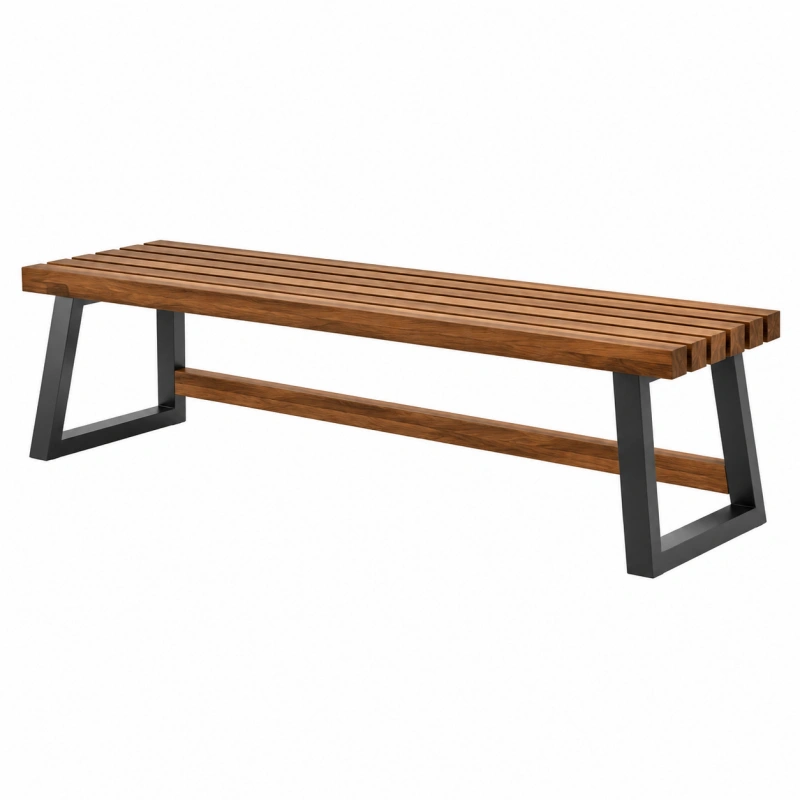 Panca 180 x 35 x 45 cm in legno marrone e metallo nero - stile industriale