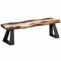 Panca 180 cm in legno e resina bianca con gambe in metallo stile industriale