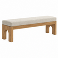 Panca 120 x 40 x 46 cm in legno e tessuto beige naturale - stile moderno per ingresso e camera