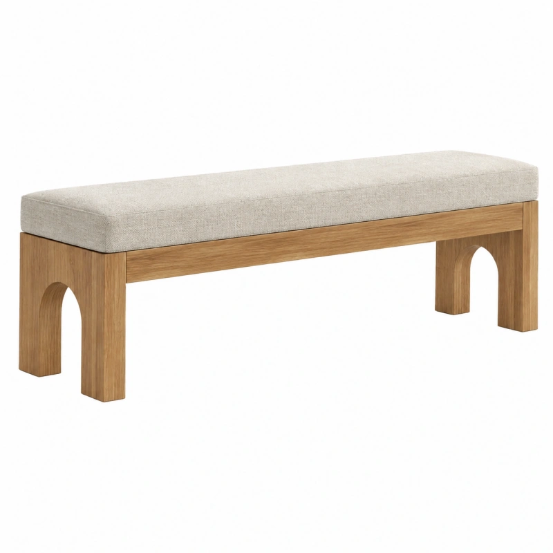 Panca 120 x 40 x 46 cm in legno e tessuto beige naturale - stile moderno per ingresso e camera