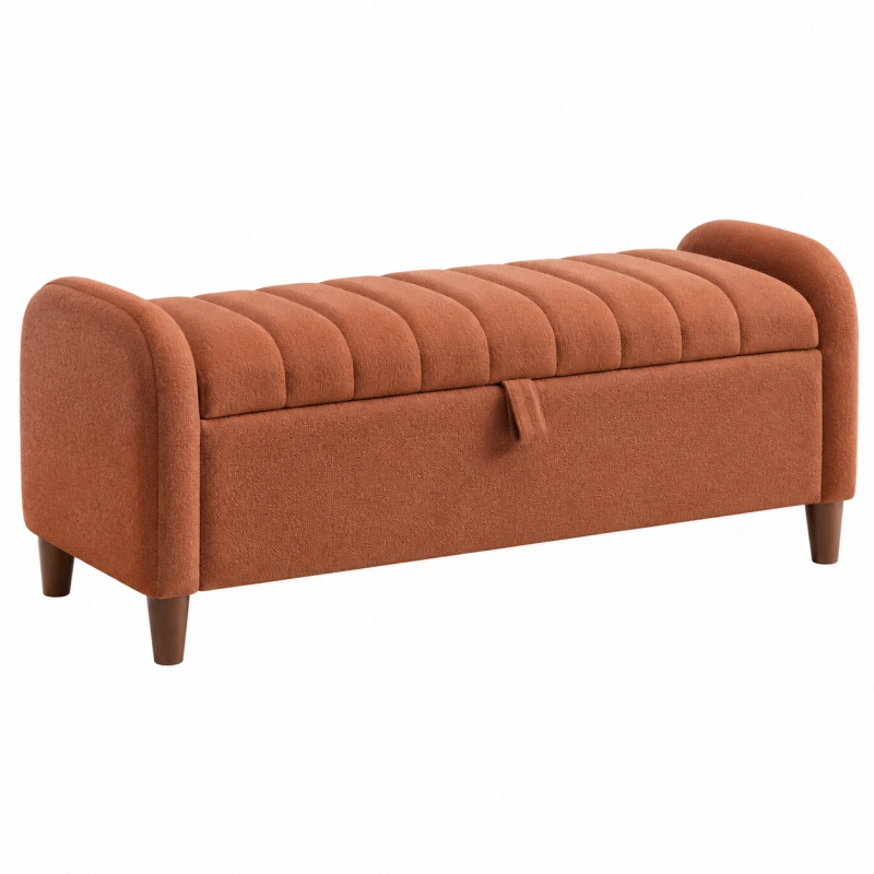 Panca contenitore 150 x 50 x 65 cm in tessuto terracotta - imbottita stile moderno