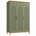 Armadio 120 x 55 x 190 cm in legno verde salvia con 3 ante e 3 cassetti stile retrò