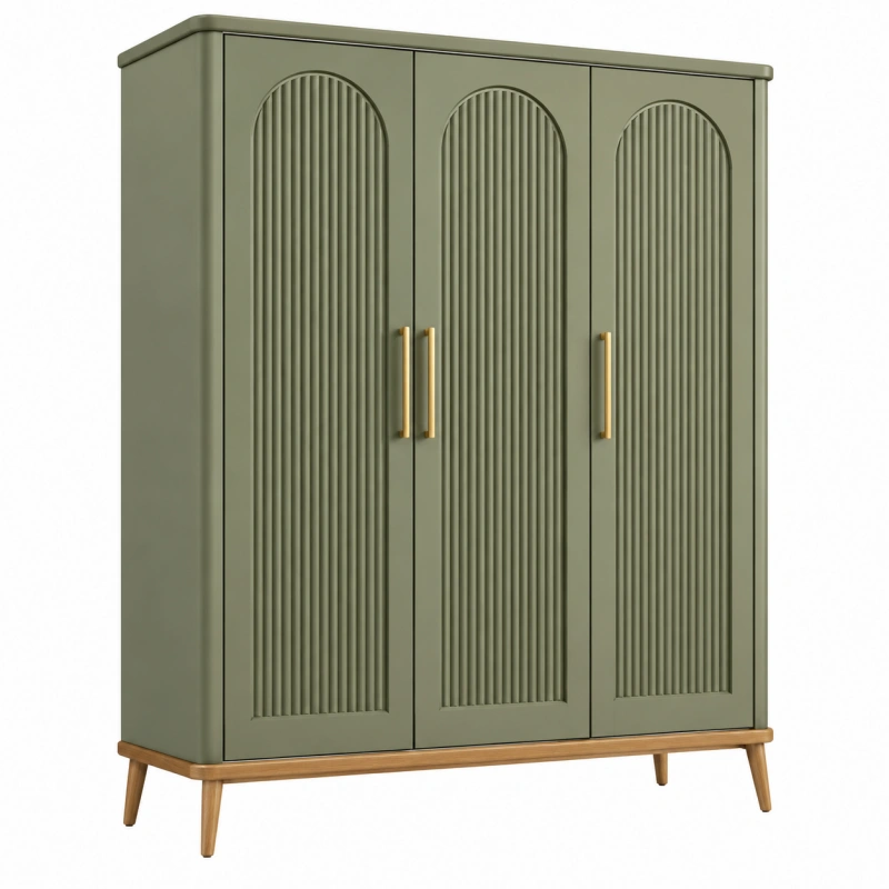 Armadio guardaroba 120 x 55 x 180 cm verde oliva in legno con 3 ante stile moderno