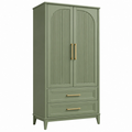 Armadio guardaroba 90 x 50 x 180 cm in legno ingegnerizzato verde salvia con 2 ante e 2 cassetti stile moderno