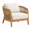 Poltrona 76 x 75 x 78 cm in legno naturale e corda intrecciata beige - stile bohémien