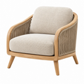 Poltrona 78 x 75 x 80 cm in legno beige con corda intrecciata stile naturale