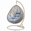 Poltrona sospesa da giardino 100 x 100 x 195 cm in rattan sintetico grigio con seduta imbottita