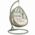 Poltrona sospesa da giardino 105 x 105 x 195 cm in metallo e intreccio sintetico verde salvia con supporto