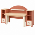 Scrivania per bambini 120 x 60 x 140 cm in legno rosa e crema con scaffali e cassetti