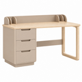 Scrivania 120 x 60 x 100 cm in legno ingegnerizzato beige e naturale con cassetti e divisori - stile moderno