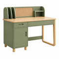 Scrivania con alzata 100 x 55 x 120 cm in legno verde e naturale con contenitore per studio