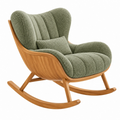 Poltrona a dondolo 75 x 100 x 100 cm in tessuto bouclé verde e legno - stile nordico