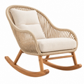 Sedia a dondolo 100 x 75 x 95 cm in legno e fibra intrecciata beige stile naturale