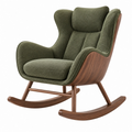Sedia a dondolo 105 x 80 x 105 cm con rivestimento tessile verde e struttura in legno - stile moderno