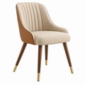 Sedia da pranzo 58 x 62 x 83 cm in similpelle beige e marrone con schienale imbottito