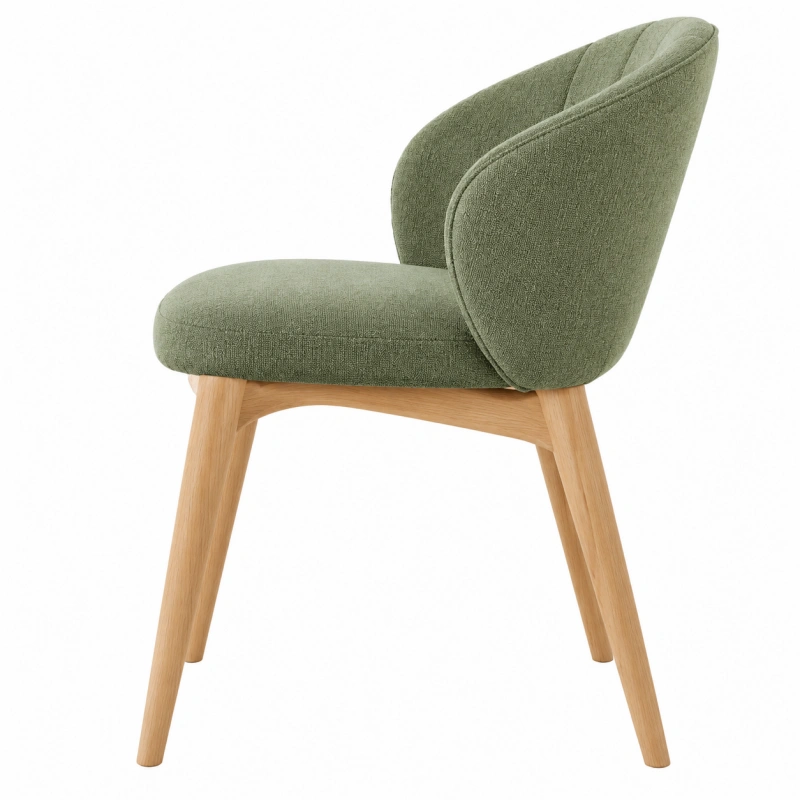 Sedia da pranzo 58 x 60 x 82 cm in tessuto verde con gambe in legno stile moderno