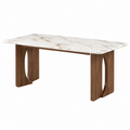 Tavolo da pranzo 180 x 90 x 75 cm con piano effetto marmo bianco e struttura in legno noce stile moderno