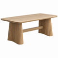 Tavolo da pranzo 140 x 70 x 75 cm in legno naturale - piano rettangolare con basi scanalate
